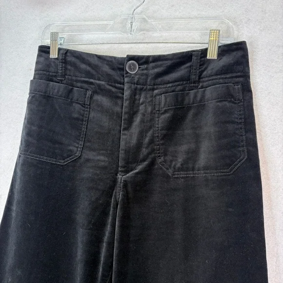 Maeve Black Colette Velvet Wide Leg Pants Womens 28 Dark Academia Chic Preppy - Picture 4 of 7